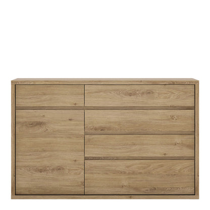 Athens Natural Oak Wood Effect 1 Door 5 Drawer Storage Chest