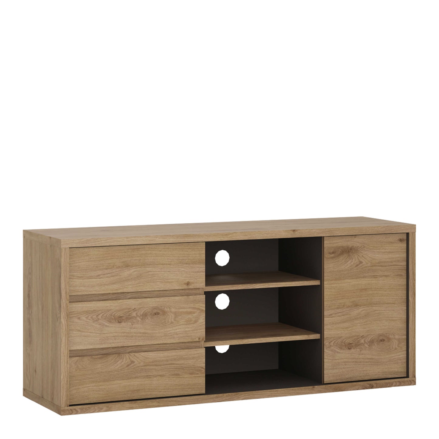 Athens Natural Oak Wood Effect 1 Door 3 Drawer TV Cabinet