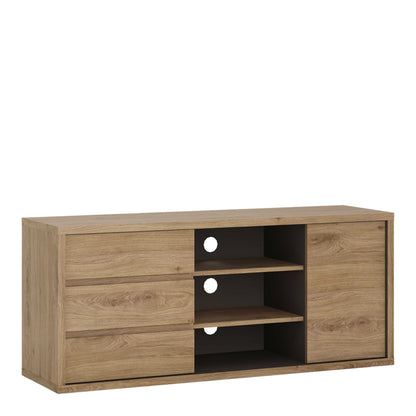 Athens Natural Oak Wood Effect 1 Door 3 Drawer TV Cabinet