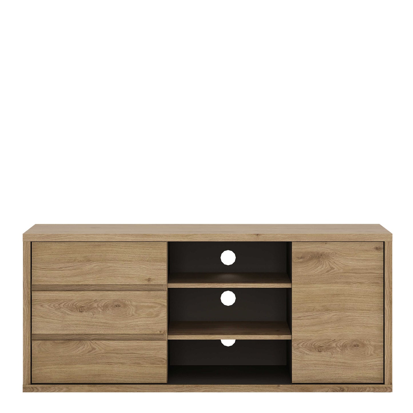 Athens Natural Oak Wood Effect 1 Door 3 Drawer TV Cabinet