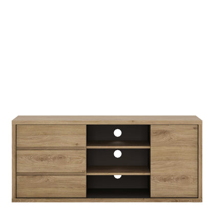 Athens Natural Oak Wood Effect 1 Door 3 Drawer TV Cabinet