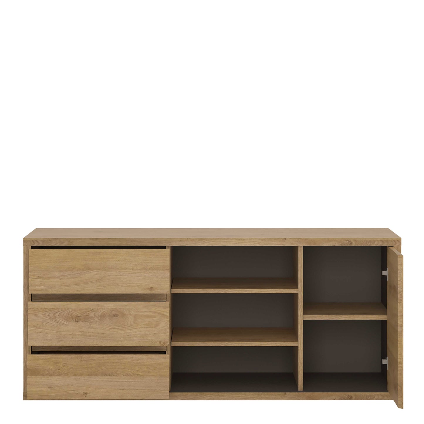 Athens Natural Oak Wood Effect 1 Door 3 Drawer TV Cabinet