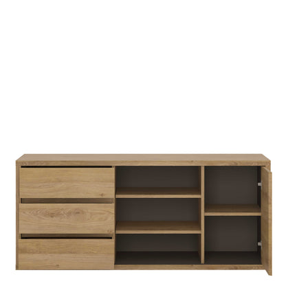 Athens Natural Oak Wood Effect 1 Door 3 Drawer TV Cabinet