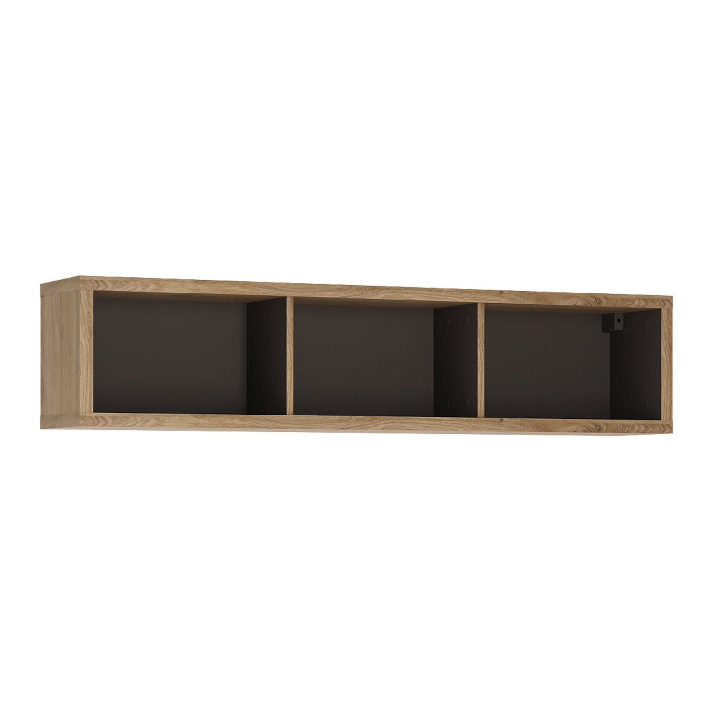 Athens Natural Oak Wood Effect  Wide Wall Shelf 3 Compartments