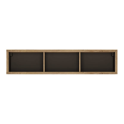 Athens Natural Oak Wood Effect  Wide Wall Shelf 3 Compartments