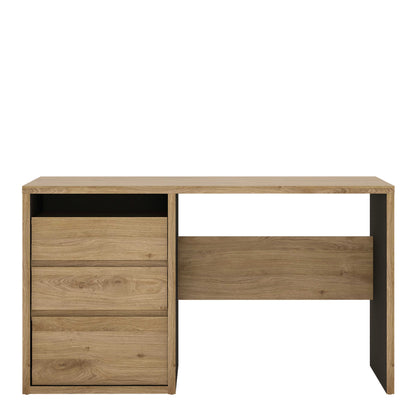 Athens Natural Oak Wood Effect 3 Drawer Desk