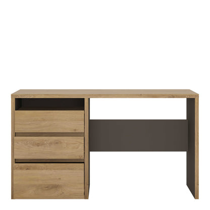 Athens Natural Oak Wood Effect 3 Drawer Desk