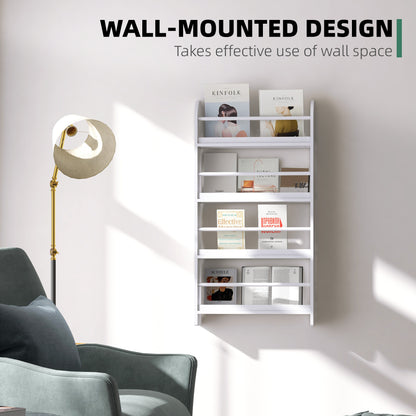 Vivi Wood White Slim Wall Mounted Bookshelf With 15cm Depth