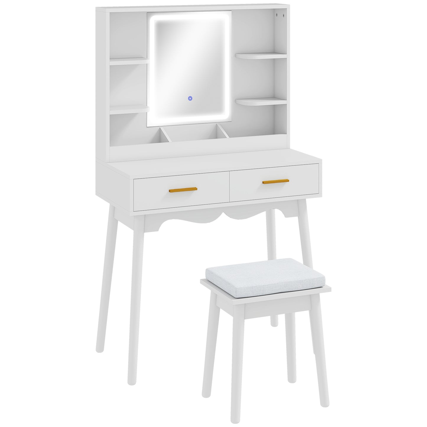 Dididi White Elegant Dressing Table With LED Mirror