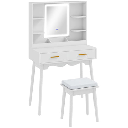 Dididi White Elegant Dressing Table With LED Mirror