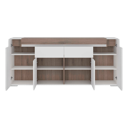 Lisbon Wide 4 Door 2 Drawer Sideboard Modern with LED Lighting