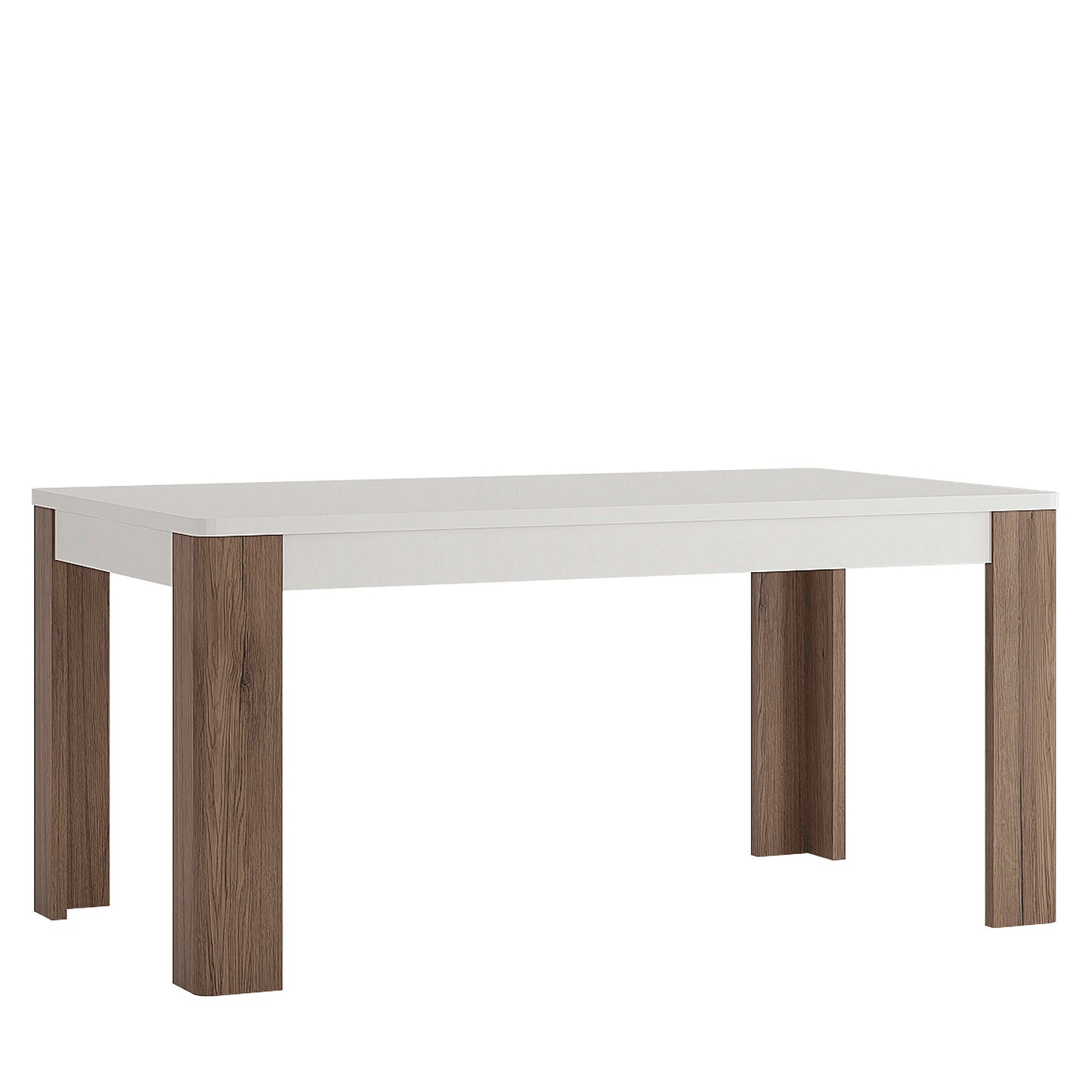 Porto 160cm Matt White Dining Table with Oak Detail