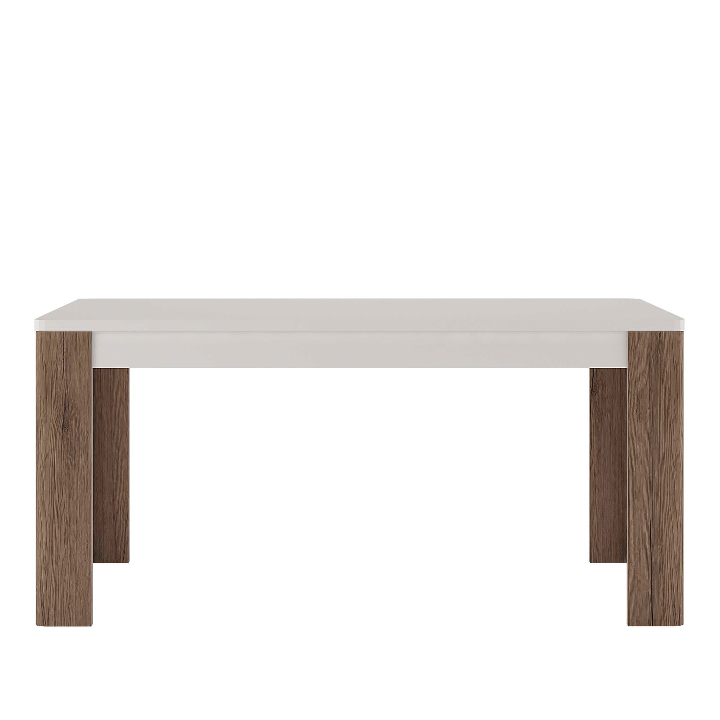 Porto 160cm Matt White Dining Table with Oak Detail