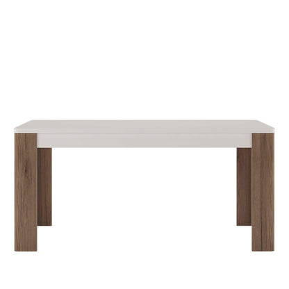 Porto 160cm Matt White Dining Table with Oak Detail
