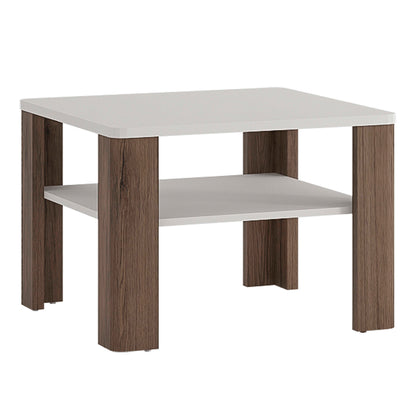 Porto Square Gloss White Coffee Table with Oak Detail 1 Shelf