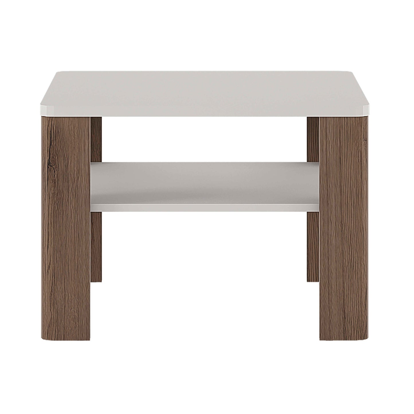 Porto Square Gloss White Coffee Table with Oak Detail 1 Shelf