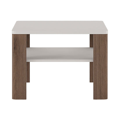 Porto Square Gloss White Coffee Table with Oak Detail 1 Shelf