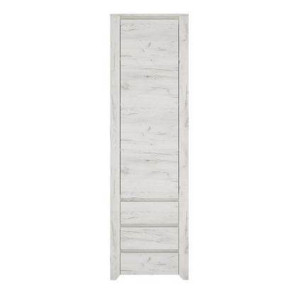 Norwich Tall Narrow Aged Effect Soft Grey Wood Veneer Cupboard 1 Door 3 Drawer