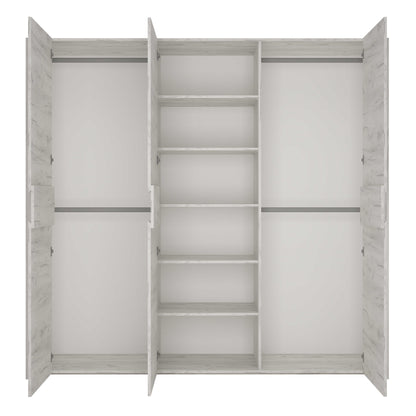 Norwich Aged Effect Soft Grey Wood Veneer 3 Door Wardrobe