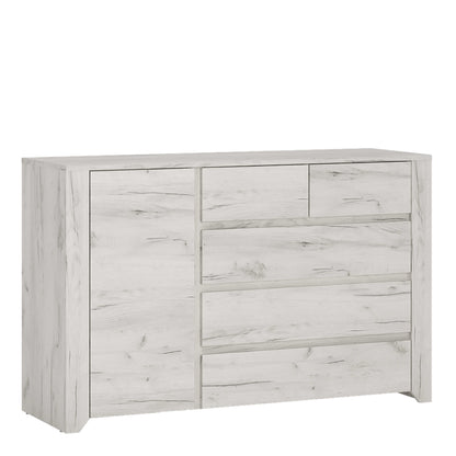 Norwich Aged Effect Soft Grey Wood Veneer 1 Door 2+3 Drawer Storage Chest