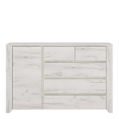 Norwich Aged Effect Soft Grey Wood Veneer 1 Door 2+3 Drawer Storage Chest