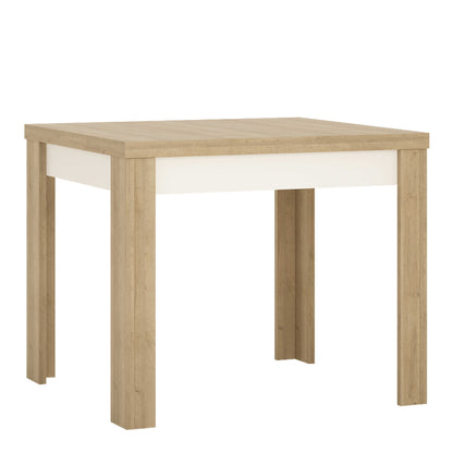 Hjorring Small White and Natural Oak Wood Small Extending Dining Table