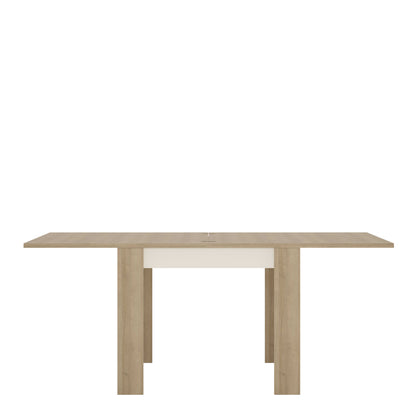 Hjorring Small White and Natural Oak Wood Small Extending Dining Table