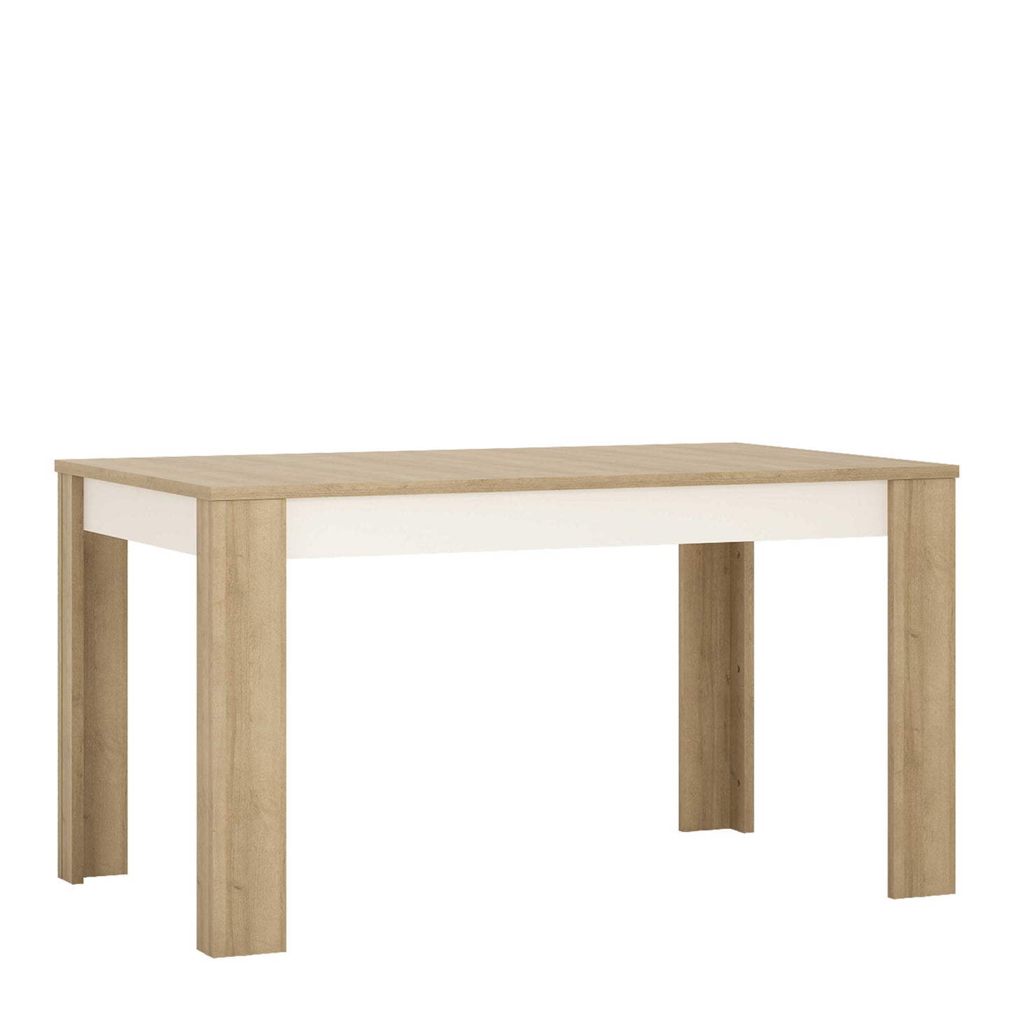 Hjorring Medium White and Natural Oak Wood Extending Dining Table