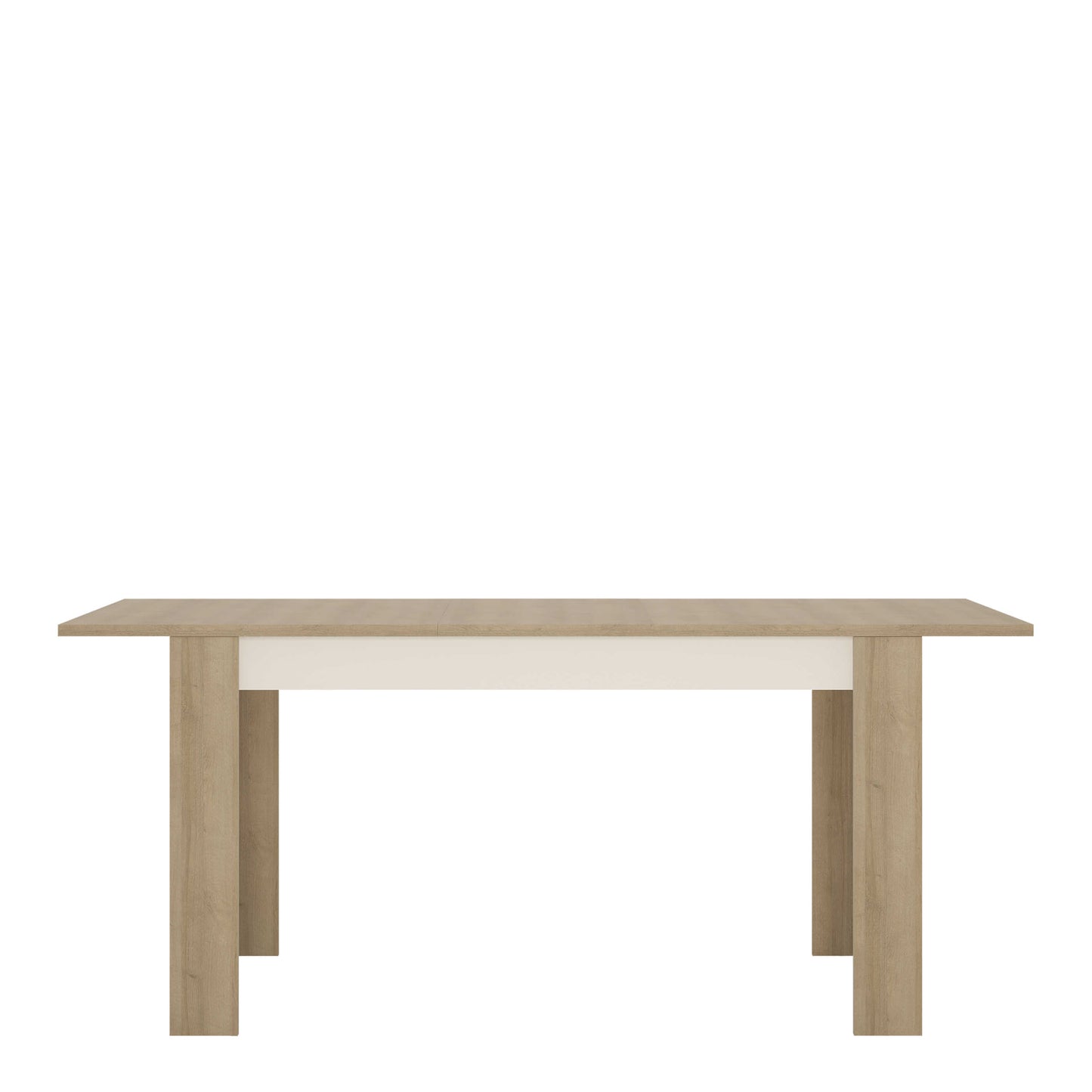 Hjorring Medium White and Natural Oak Wood Extending Dining Table