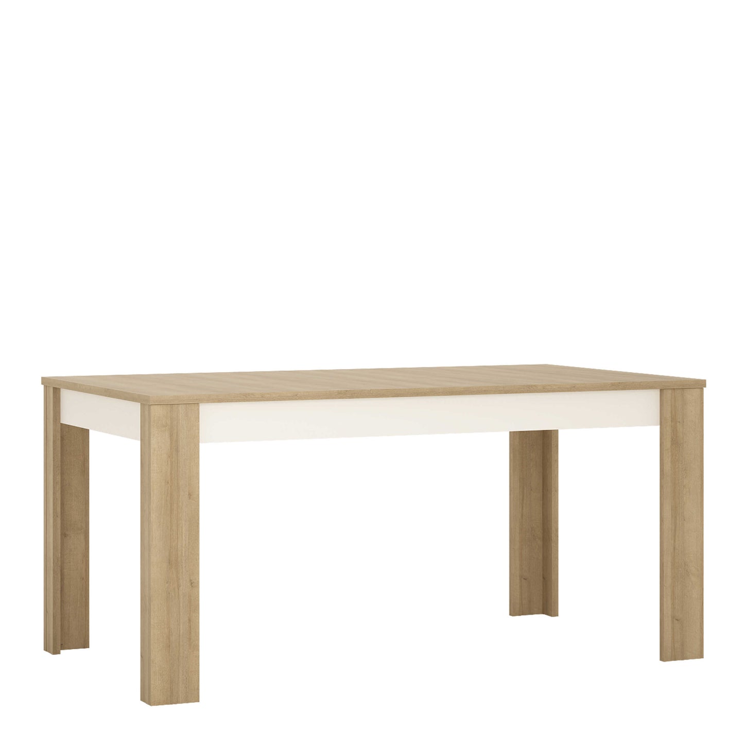 Hjorring Large White and Natural Oak Wood Extending Dining Table