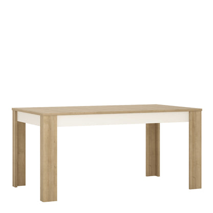 Hjorring Large White and Natural Oak Wood Extending Dining Table