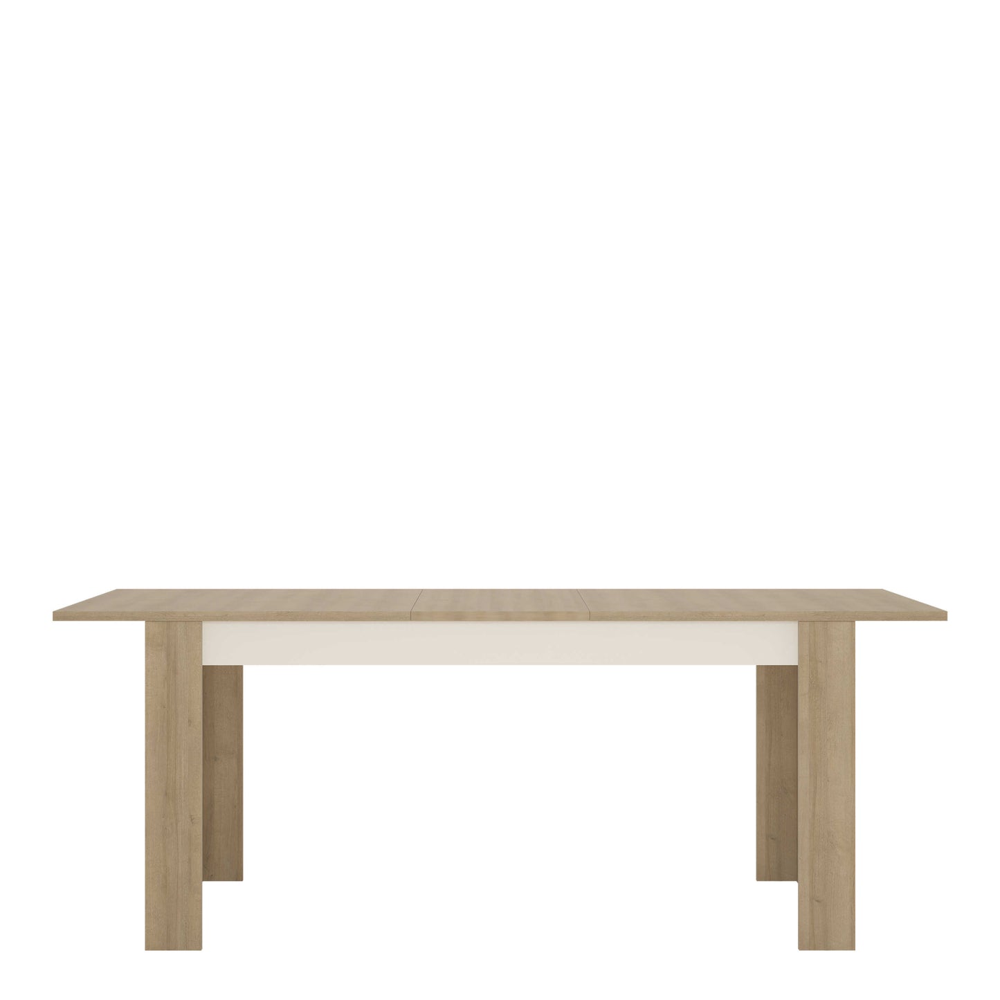 Hjorring Large White and Natural Oak Wood Extending Dining Table