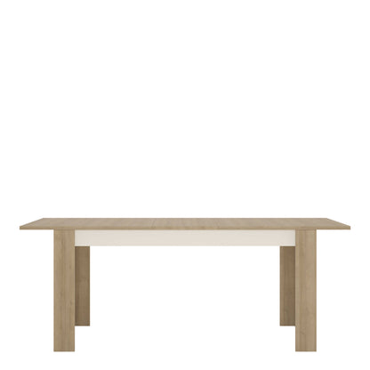 Hjorring Large White and Natural Oak Wood Extending Dining Table