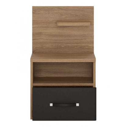 Dunedin Black and Natural Oak Effect Bedside Table 1 Drawer 2 Shelves