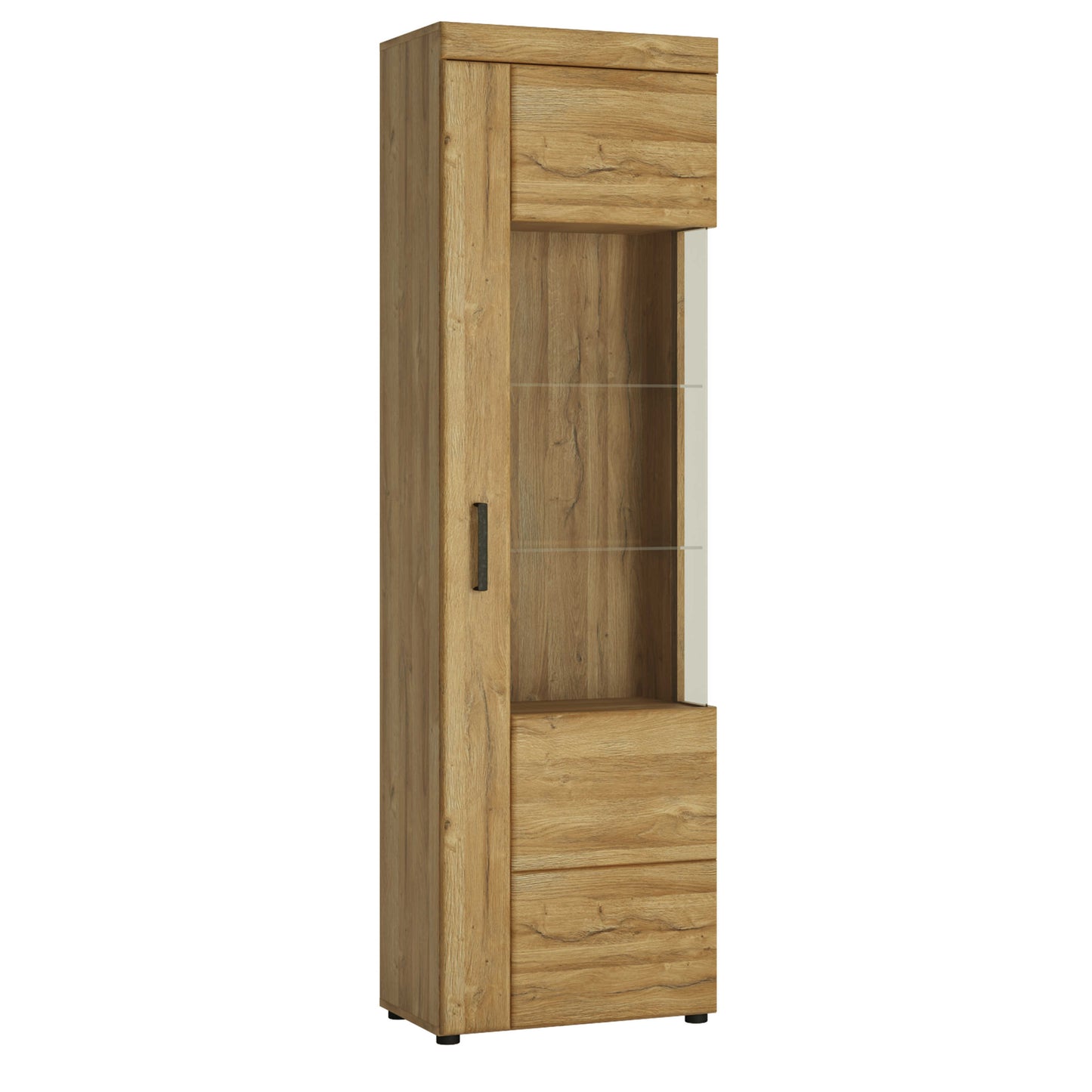 Larkwood Tall Glazed Grandson Oak Wood Display Cabinet Right Hand