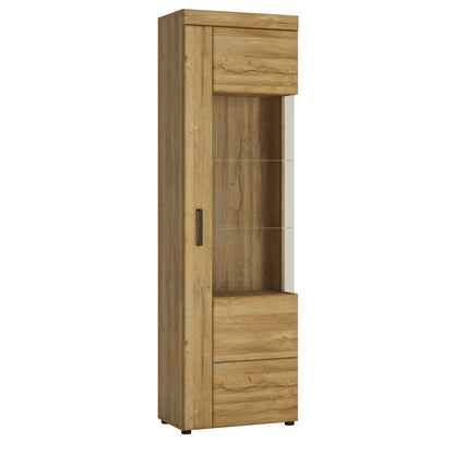 Larkwood Tall Glazed Grandson Oak Wood Display Cabinet Right Hand