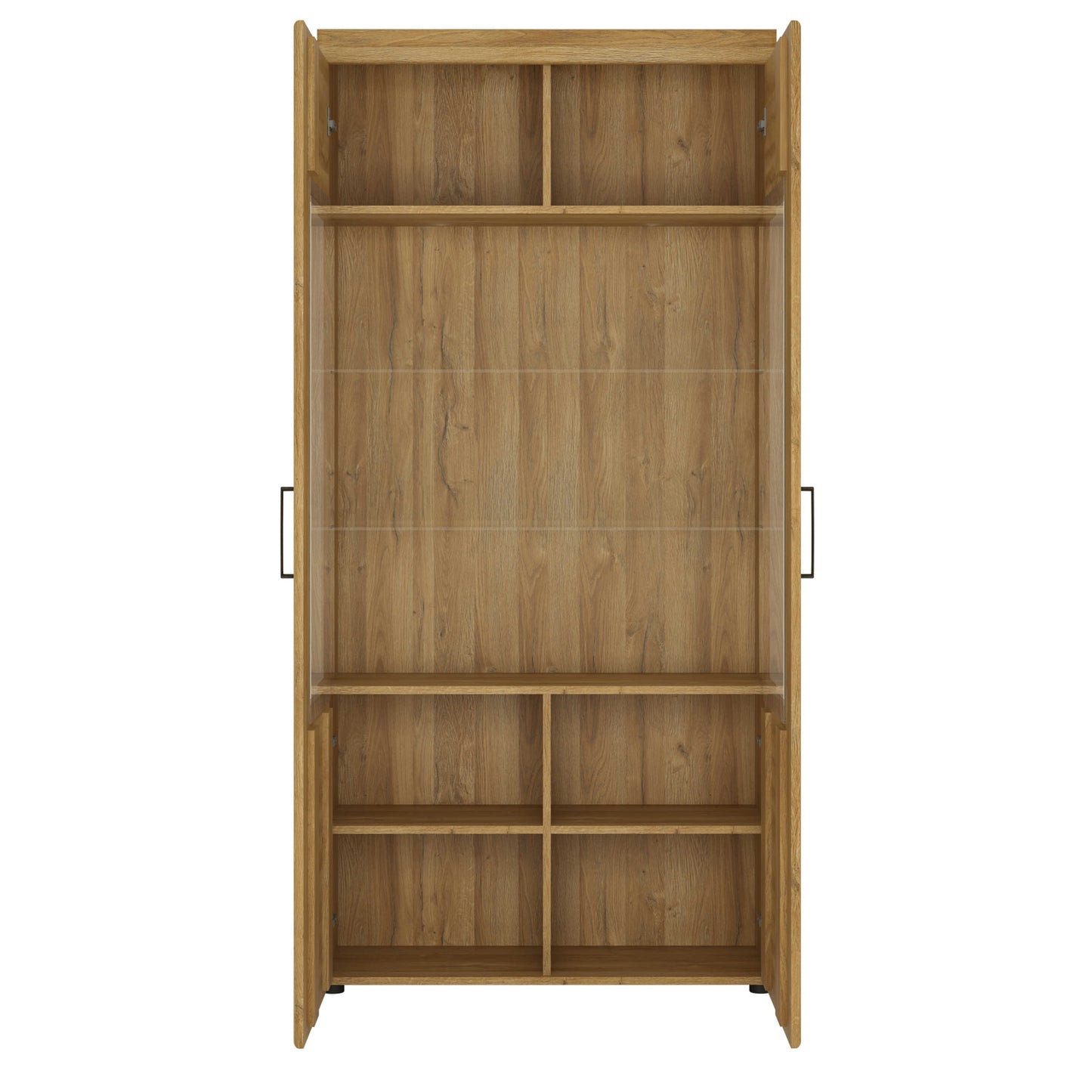 Larkwood Tall Wide 2 Door Glazed Grandson Oak Wood Display Cabinet