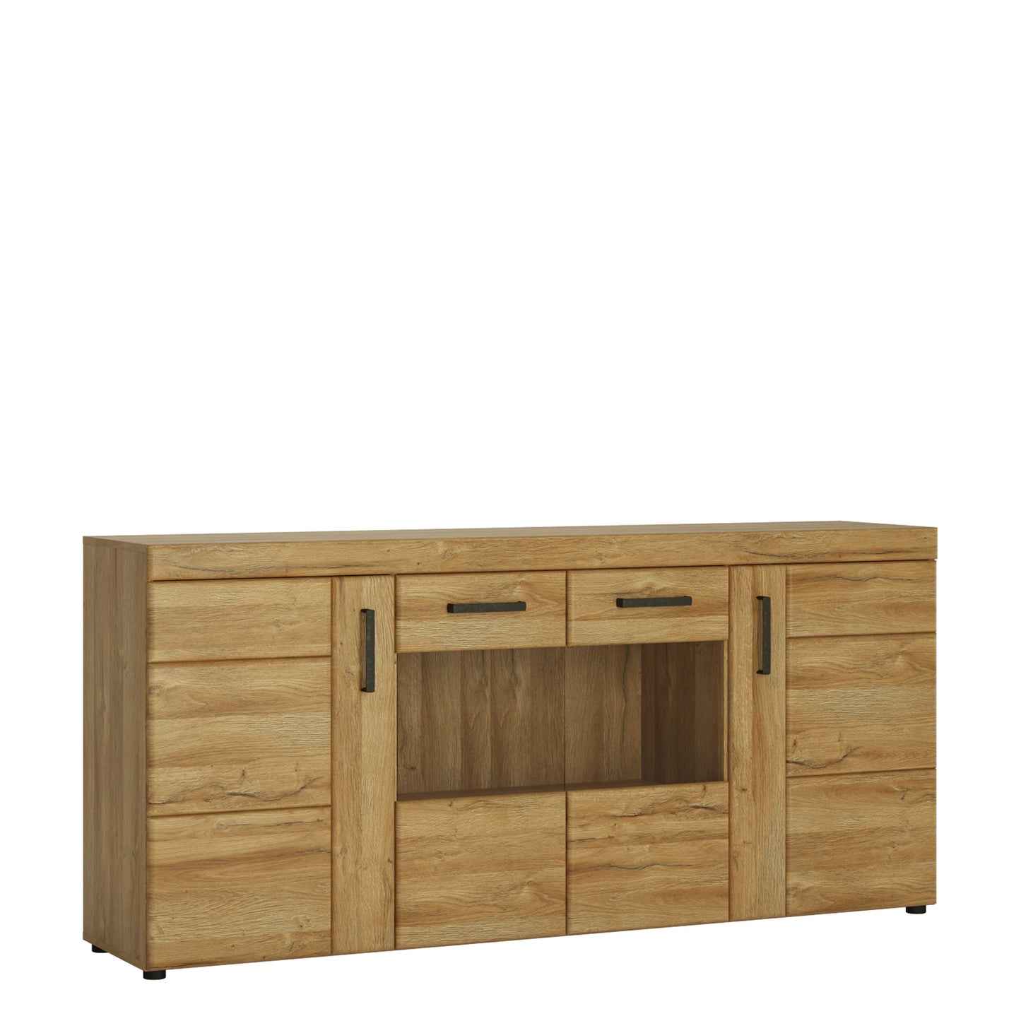 Larkwood 6 Door Wide Glazed Grandson Oak Wood Sideboard