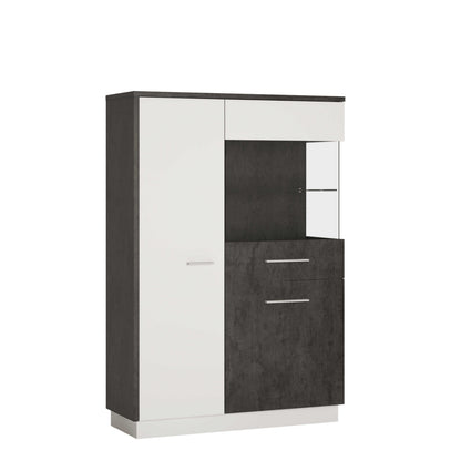 Nantes Grey and White Low Glazed Display Cabinet Right Hand with Closed Storage