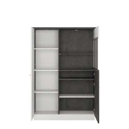 Nantes Grey and White Low Glazed Display Cabinet Right Hand with Closed Storage