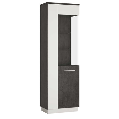 Nantes Grey and White Tall Glazed Display Cabinet Right Hand with LED Lighting