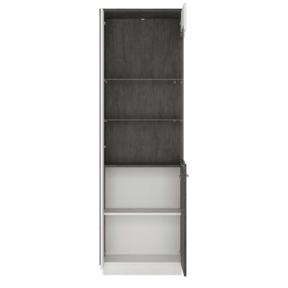 Nantes Grey and White Tall Glazed Display Cabinet Right Hand with LED Lighting