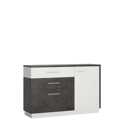 Nantes Grey and White Sideboard 1 Door 2 Drawers