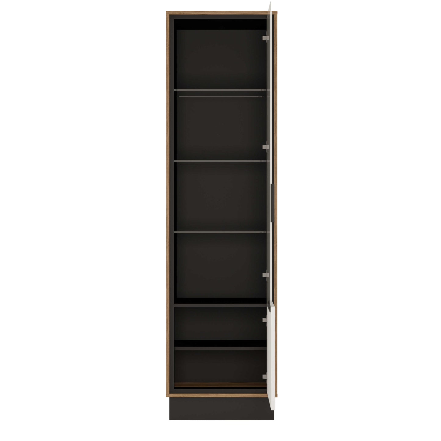 Dabbleton Tall Display Walnut and White Cabinet Right Hand Geometric Design