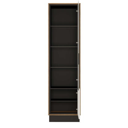 Dabbleton Tall Display Walnut and White Cabinet Right Hand Geometric Design