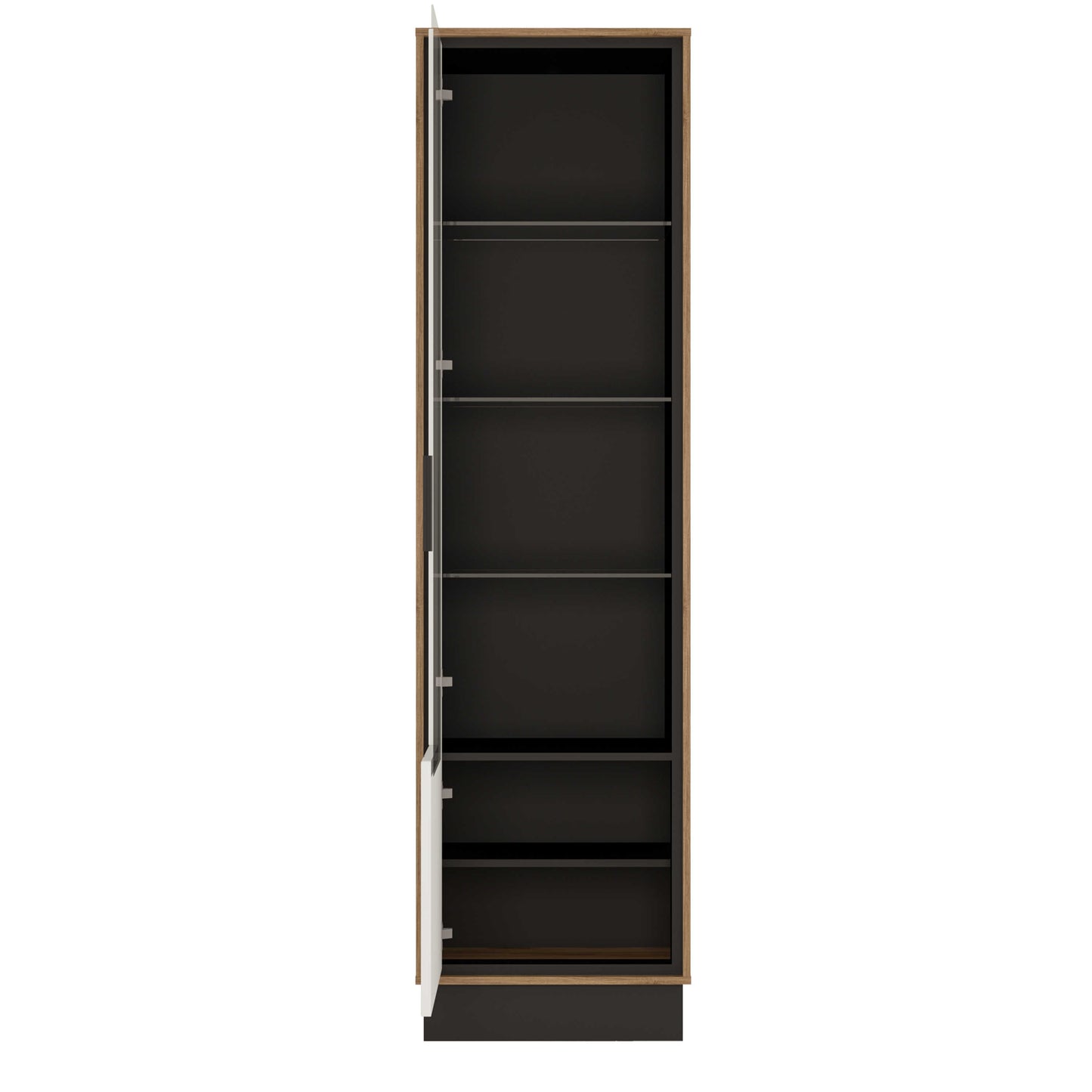 Dabbleton Tall Display Walnut and White Cabinet Left Hand Geometric Design