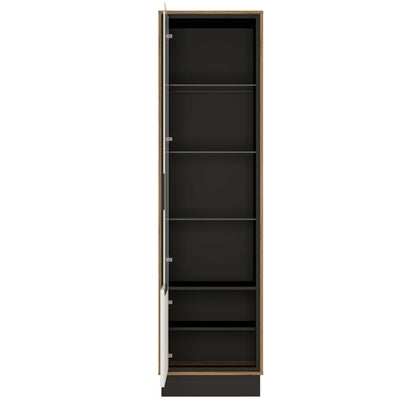 Dabbleton Tall Display Walnut and White Cabinet Left Hand Geometric Design