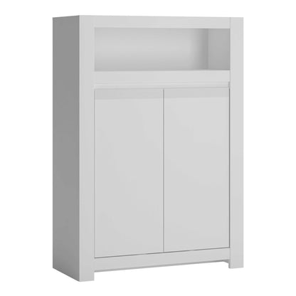 Vienna White Wooden Storage Cabinet 2 Door Open Shelf