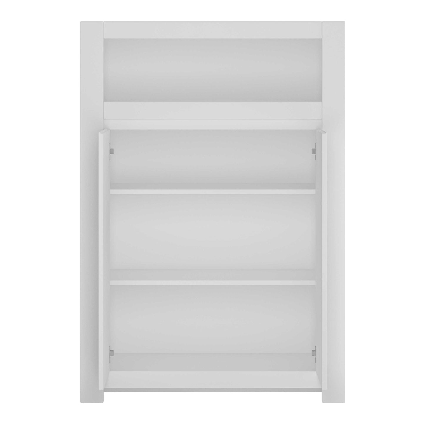 Vienna White Wooden Storage Cabinet 2 Door Open Shelf