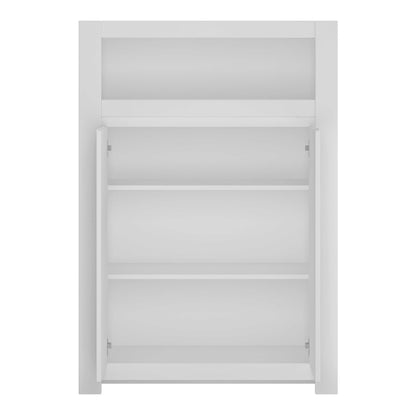 Vienna White Wooden Storage Cabinet 2 Door Open Shelf